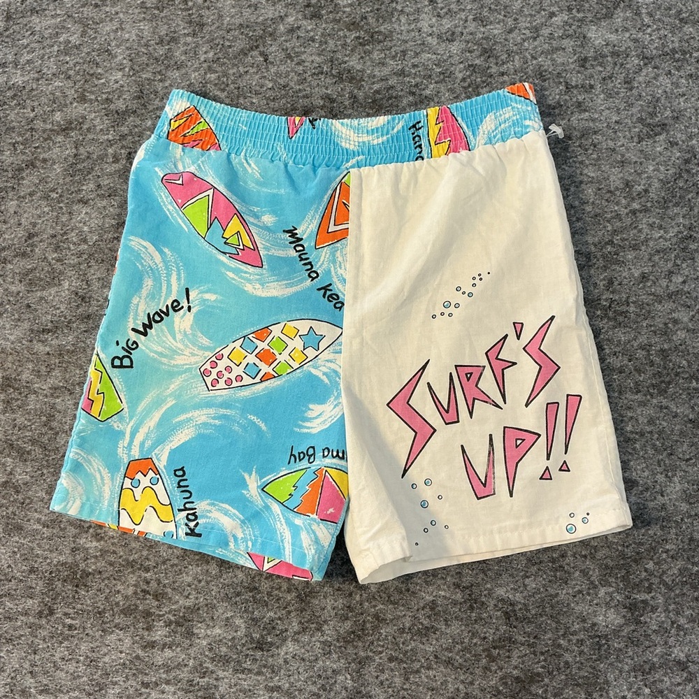 Surf's Up Colorful 80s/90s Cotton Surfer Shorts Best Fits Size S